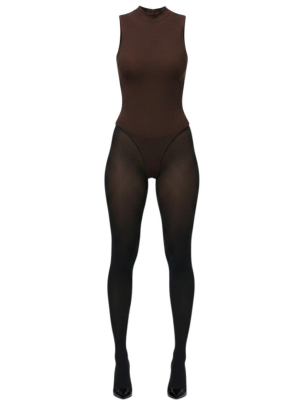Naked Wardrobe Sculpted Streetwear Thong Bodysuit Brown Size S NWT Sleeveless - Picture 10 of 15